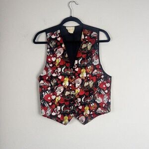 Looney Tunes Vintage 1994 Vest Valentines Red & Black Hearts Top Unisex One Size